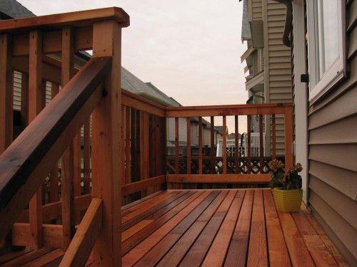 Stained Deck and Installed Railings backyard deck ideas on a budget - Stained Deck and Installed Railings