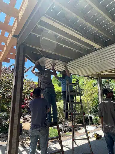 Under Porch Ceilings All Prio Decks Composite Decking stairs with lights in San Antonio