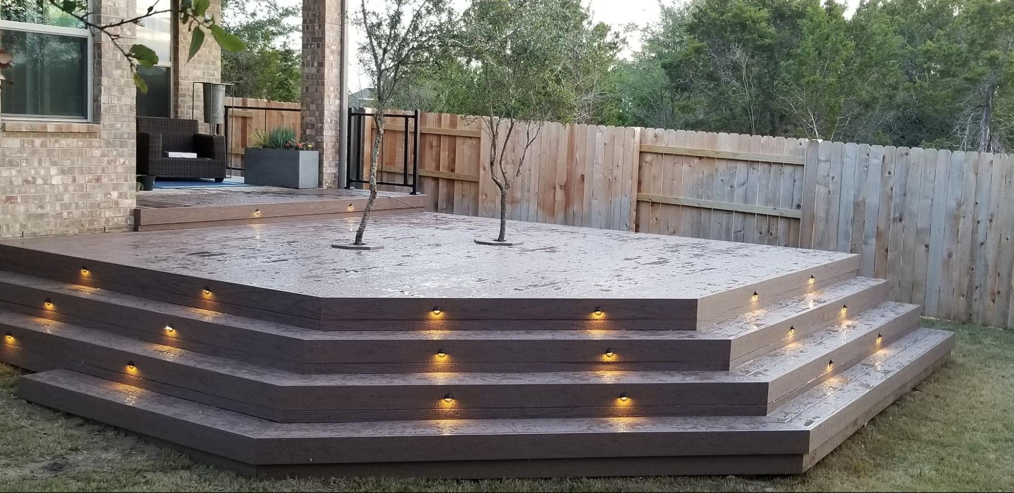 image1 Composite Decking stairs with lights in San Antonio